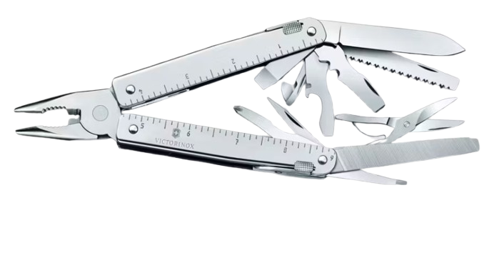 Pinza Multiherramienta SWISS TOOL X Victorinox 26 Funciones Con Funda De Piel Negra