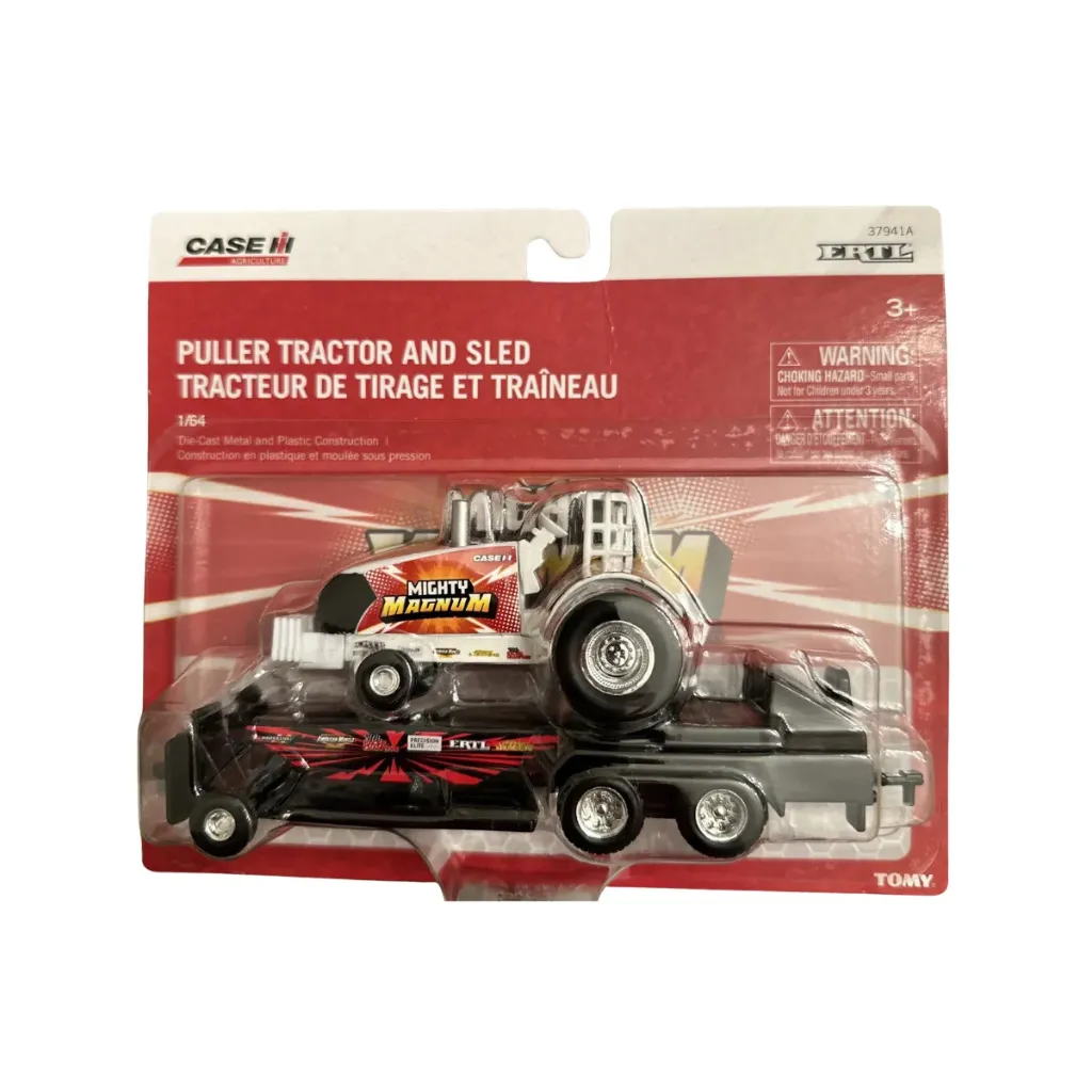 Juguete Tractor Case Extractor y Trineo Mighty Magnum 1/64 3+