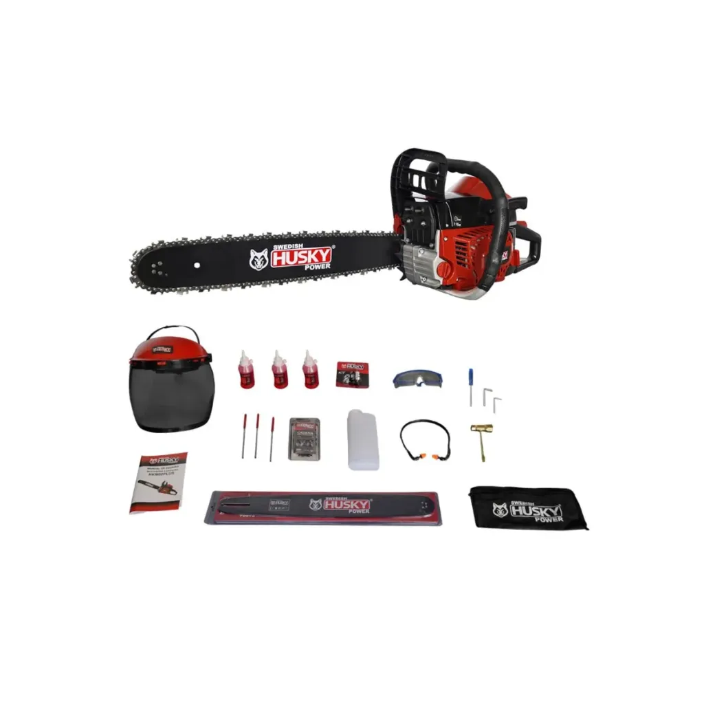 Motosierra A Gasolina Swedish Husky 20” 52cc 2.5Hp Roja Con Accesorios