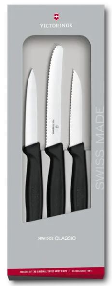 Juego De 3 Cuchillos Negros Victorinox