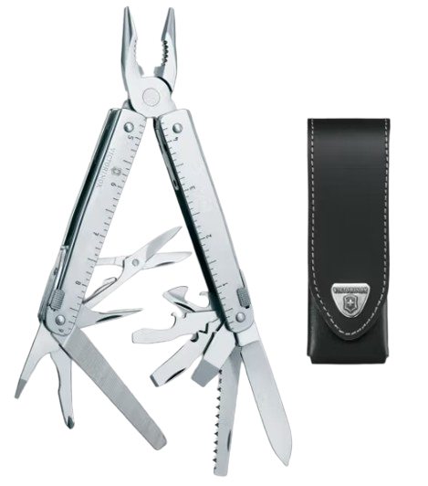 Pinza Multiherramienta SWISS TOOL X Victorinox 26 Funciones Con Funda De Piel Negra